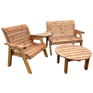 Birchwood 3 Seater Angled Companion Set With Round Coffee Table