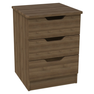 Europa Couture 3 Drawer Bedside in Walnut 
