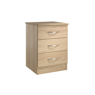 Banbury 3 Drawer Bedside in Lissa Oak With Lock