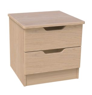 Europa Couture 2 Drawer Bedside Light Oak With Lock & Key