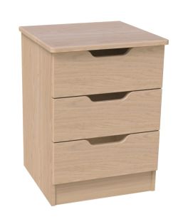 Europa Couture 3 Drawer Bedside Light Oak With Lock & Key