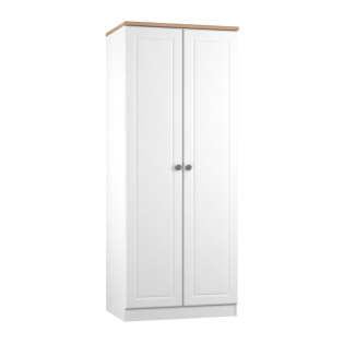 Cedar Double Wardrobe White Ash With Bardolino Oak Top