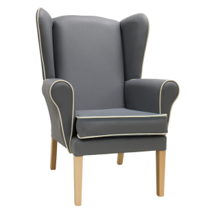 Richmond High Back Chair in Grey with Cream Piping