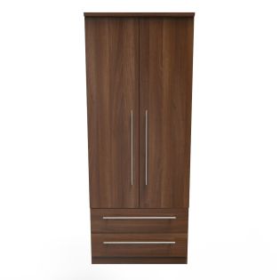 Europa Urban 2 Door 2 Drawer Wardrobe in Noche Walnut