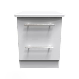 Europa Urban 2 Drawer Bedside with Lockable Top Drawer-White