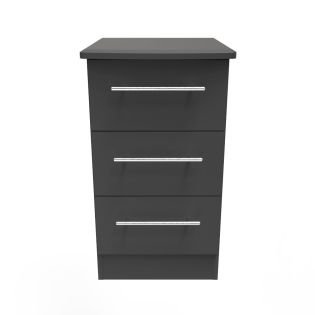 Europa Urban 3 Drawer Bedside Graphite With Lock & Key
