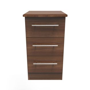 Europa Urban 3 Drawer Bedside Noche Walnut With Lock & Key