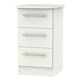 Europa Urban 3 Drawer Bedside White Matt With Lock & Key