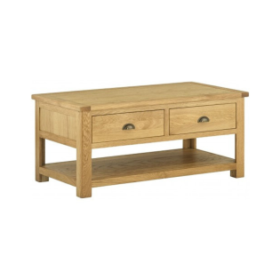 Portland Coffee Table With 2 Drawers Oak