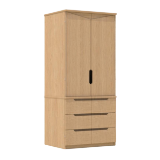 Europa Tough Gents Anti Ligature Wardrobe Piano Hinges 3 Drawer Oak