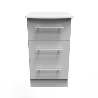 Europa Urban 3 Drawer Bedside Grey Matt With Lock & Key