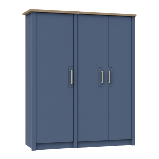 Signet Triple Wardrobe in Alby Blue and Mountain Oak