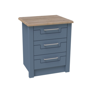 Signet 3 Drawer Bedside Blue With Mountain Oak Top Lock On Top Drawer