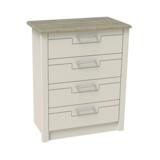 Signet 4 Drawer Wide Chest in Cashmere and Mountain Oak
