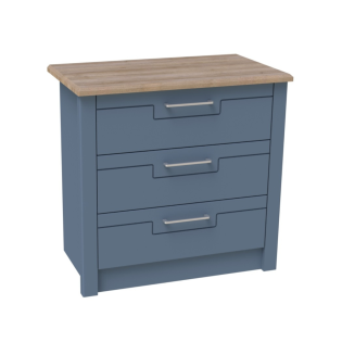 Signet 3 Drawer Wide Chest Blue With Mountain Oak Top