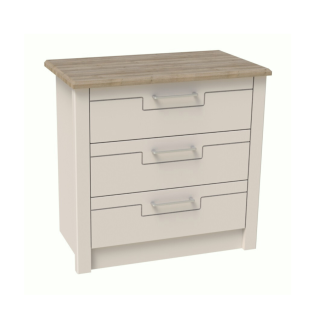 Signet 3 Drawer Wide Chest Cashmere With Mountain Oak Top