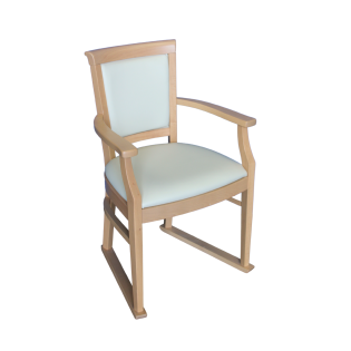Taranto Dining Chair With Arms, Cream, Beech, With Skis