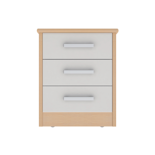 Voyage 3 Drawer Bedside Lissa Oak, Cream Fronts With Lock, Harley Handle