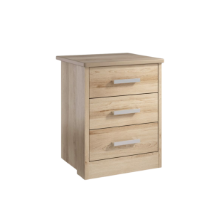 Voyage 3 Drawer Bedside With Lock Sand Beech With Harley Handle