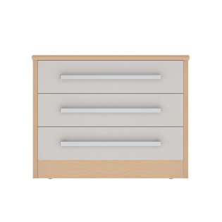 Voyage 3 Drawer Wide Chest Lissa Oak, Cream Fronts, Harley Handle
