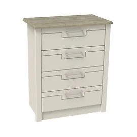 Signet 4 Drawer Wide Chest in Cashmere and Mountain Oak