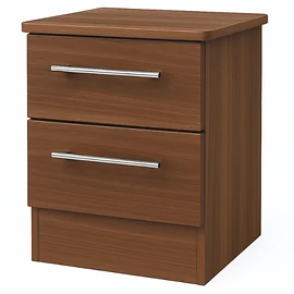 Europa Urban 2 Drawer Bedside with Lockable Top Drawer-Noche Walnut