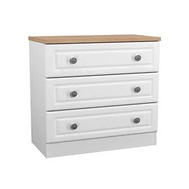 Cedar 3 Drawer Wide Chest in White Ash and Bardolino Oak