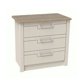 Signet 3 Drawer Wide Chest in Cashmere and Mountain Oak