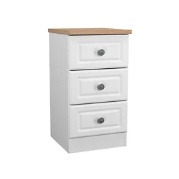 Cedar 3 Drawer Bedside in White Ash and Bardolino Oak