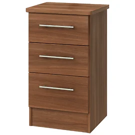 Europa Urban 3 Drawer Bedside with Lockable Top Drawer: Noche Walnut