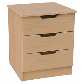 Europa Couture: 3 Drawer Bedside with Lockable Top Drawer-Light Oak