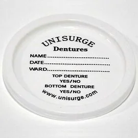 DENTURE CONTAINER DISPOSABLE PRINTED LID