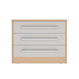 Voyage 3 Drawer Wide Chest in Lissa Oak with Cream Drawers