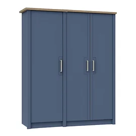 Signet Triple Wardrobe in Alby Blue and Mountain Oak