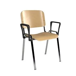Wooden Stackable Chair With Fixed Arms